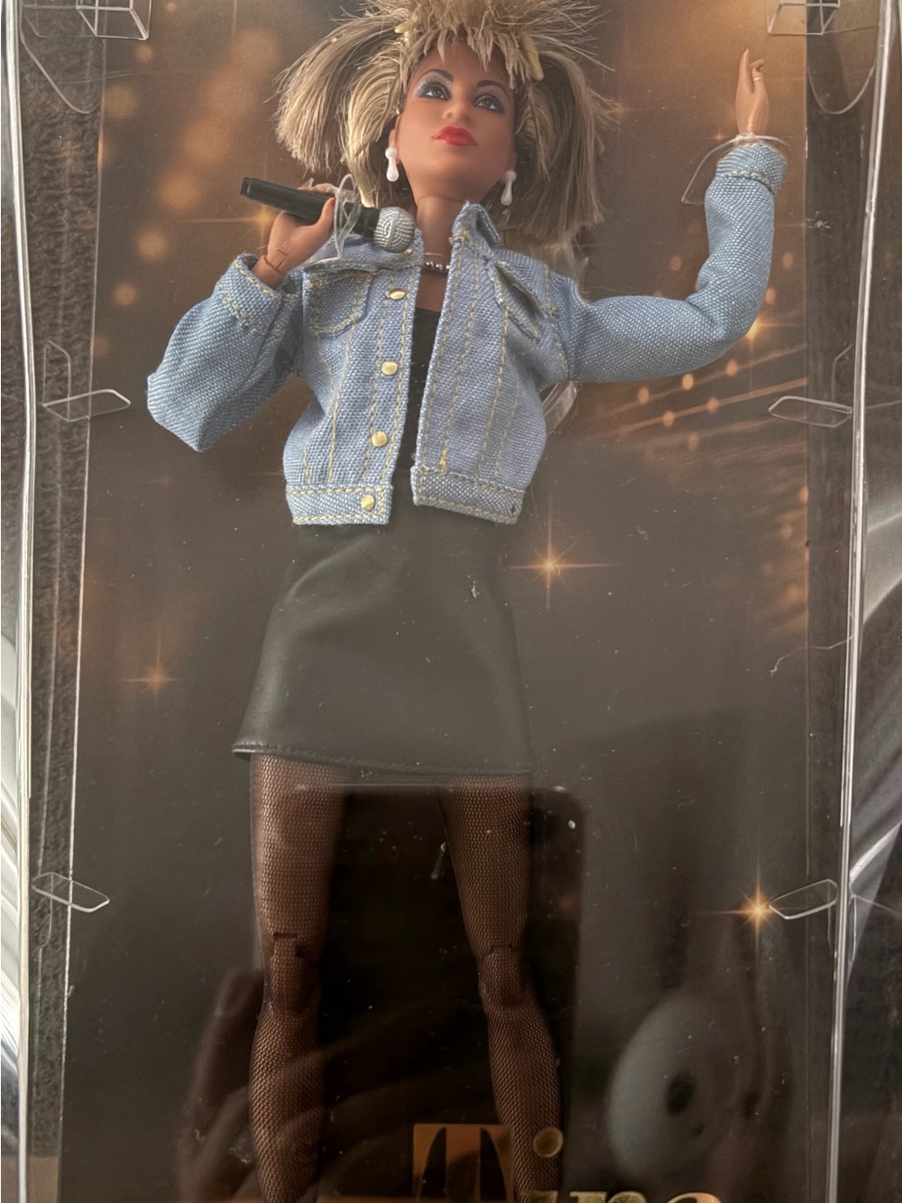 Tina Turner signature Barbie Light Blue Denim Jean Jacket with Gold Buttons - Picture 2 of 7